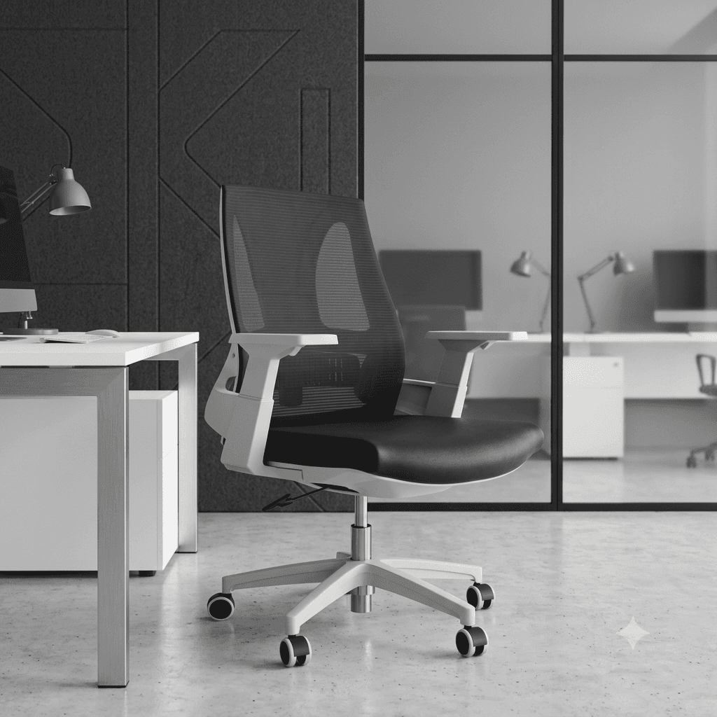 Ambiente corporativo contemporâneo com cadeira Kivu Draco