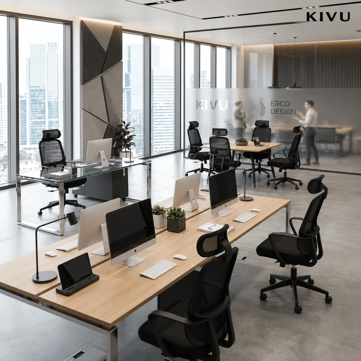 Escritório contemporâneo equipado com cadeiras Kivu Hydra