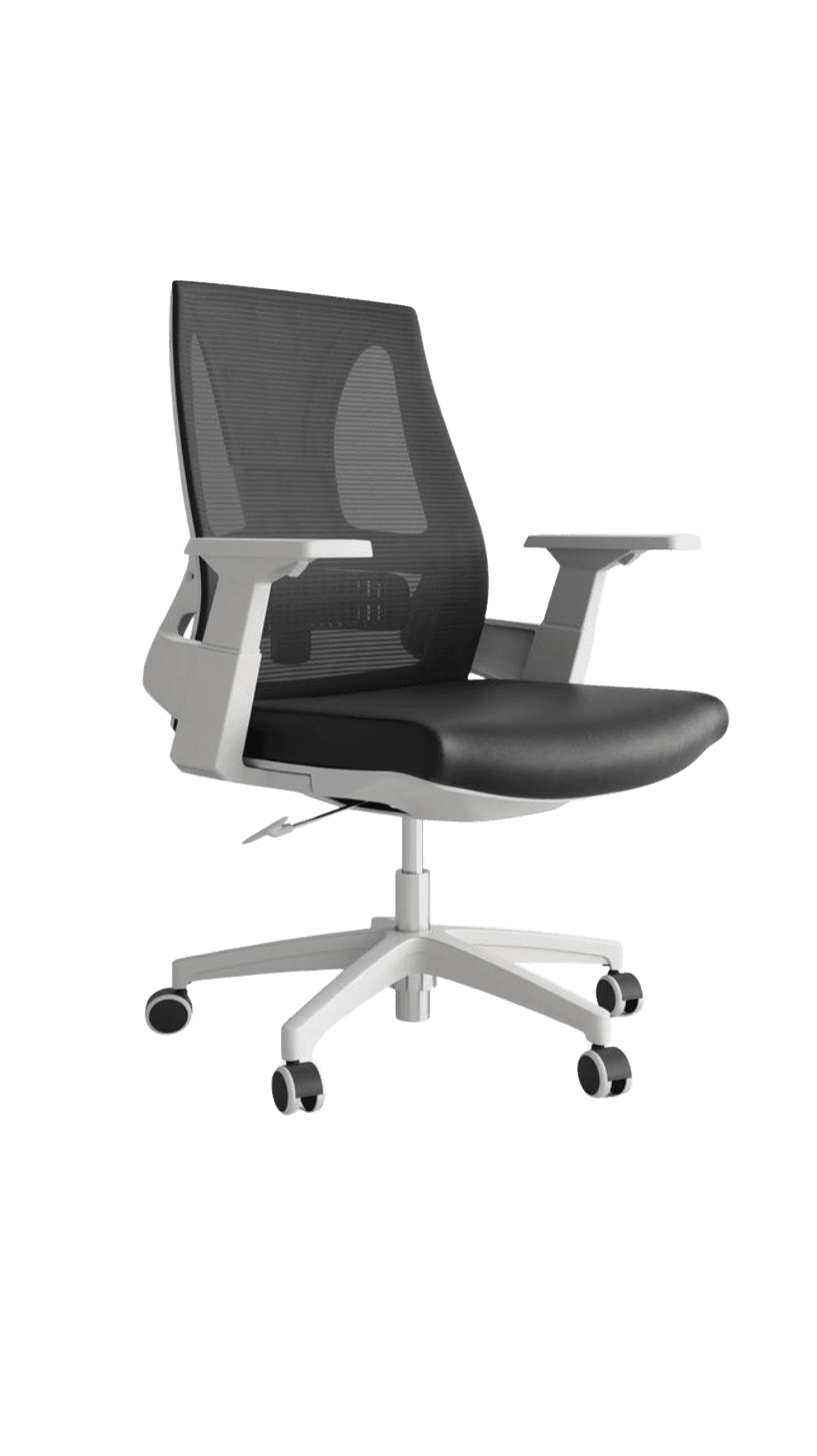 Cadeira ergonômica Kivu Draco branca em vista diagonal