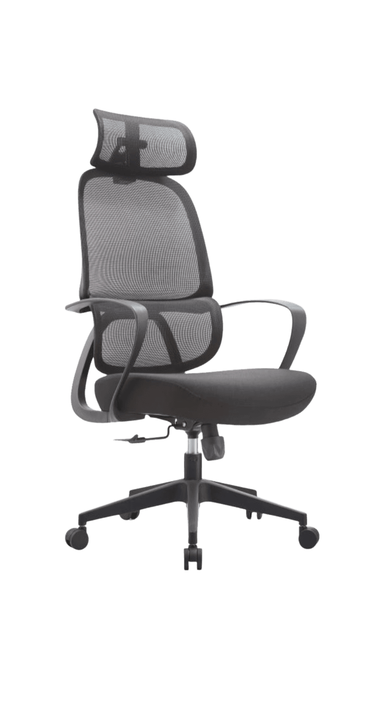 Cadeira ergonômica Kivu Hydra preta em vista diagonal
