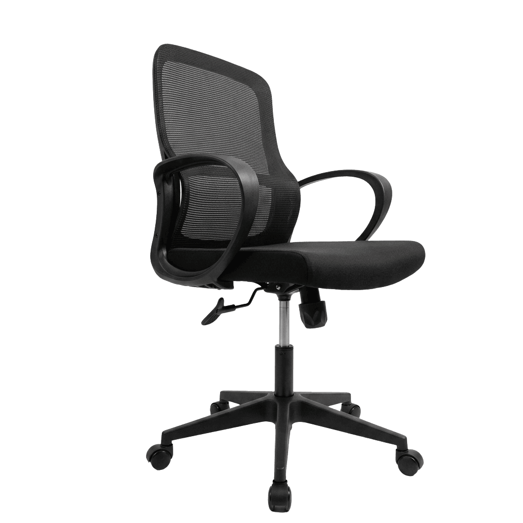 Cadeira ergonômica Kivu Lyra preta em vista diagonal